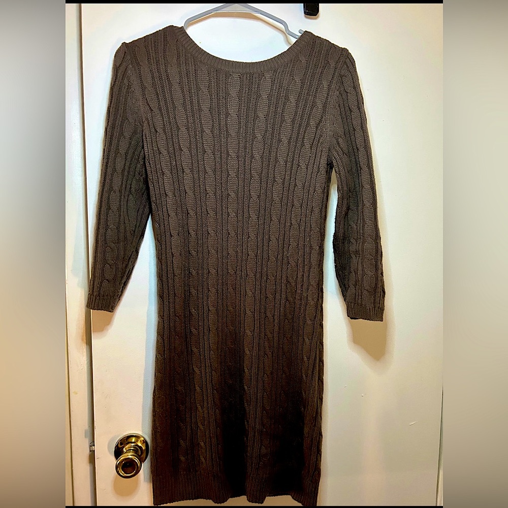 Brown knit sweater dress